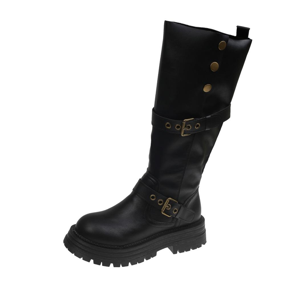 Brown boots Maillard boots women's thick legs 2025 new summer retro two wear thick-soled high knight boots