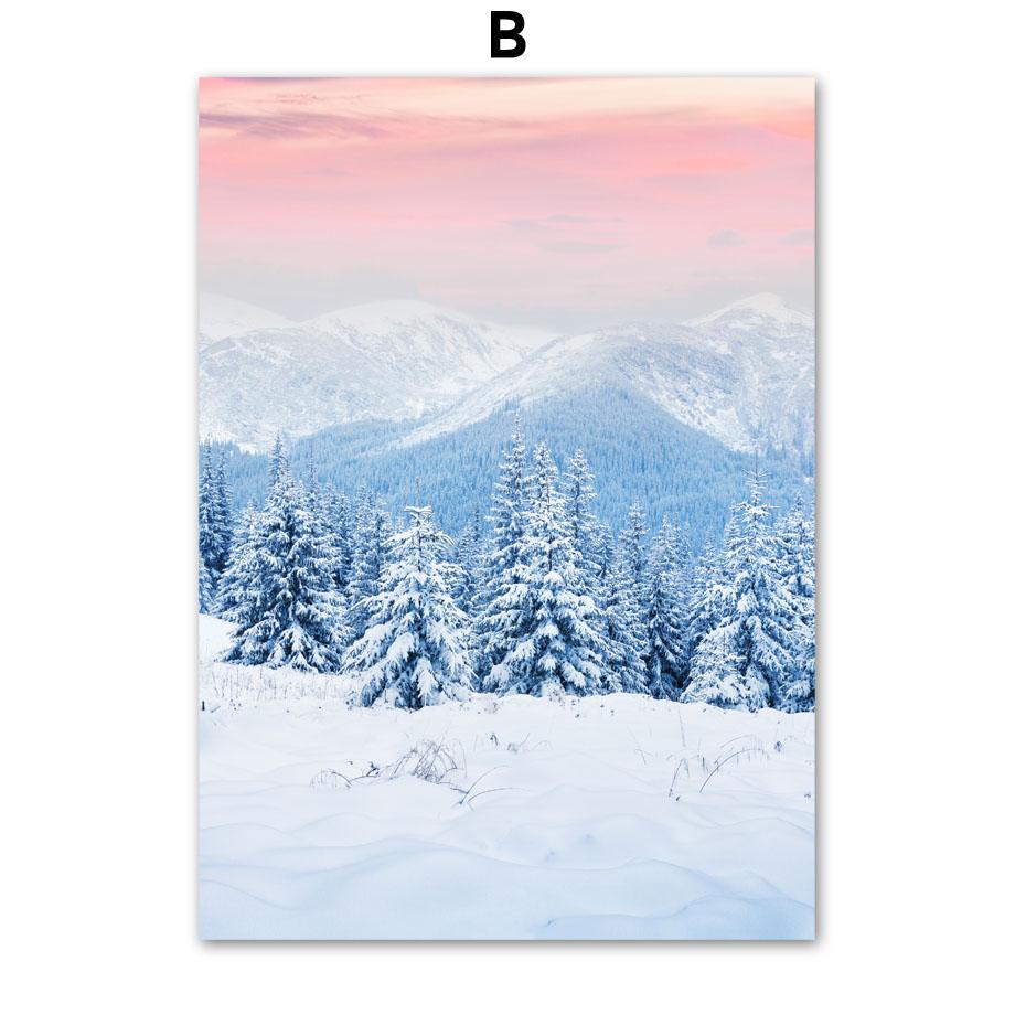 Winter Snow Tree Forest Hill Bridge Butterfly Nordic Posters And Prints Wall Art Canvas Painting Modern Pictures For Living Room
