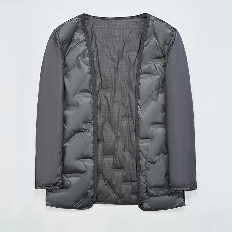 Men's double-sided cashmere coat winter lapel down middle-aged dad medium-length wool coat gray