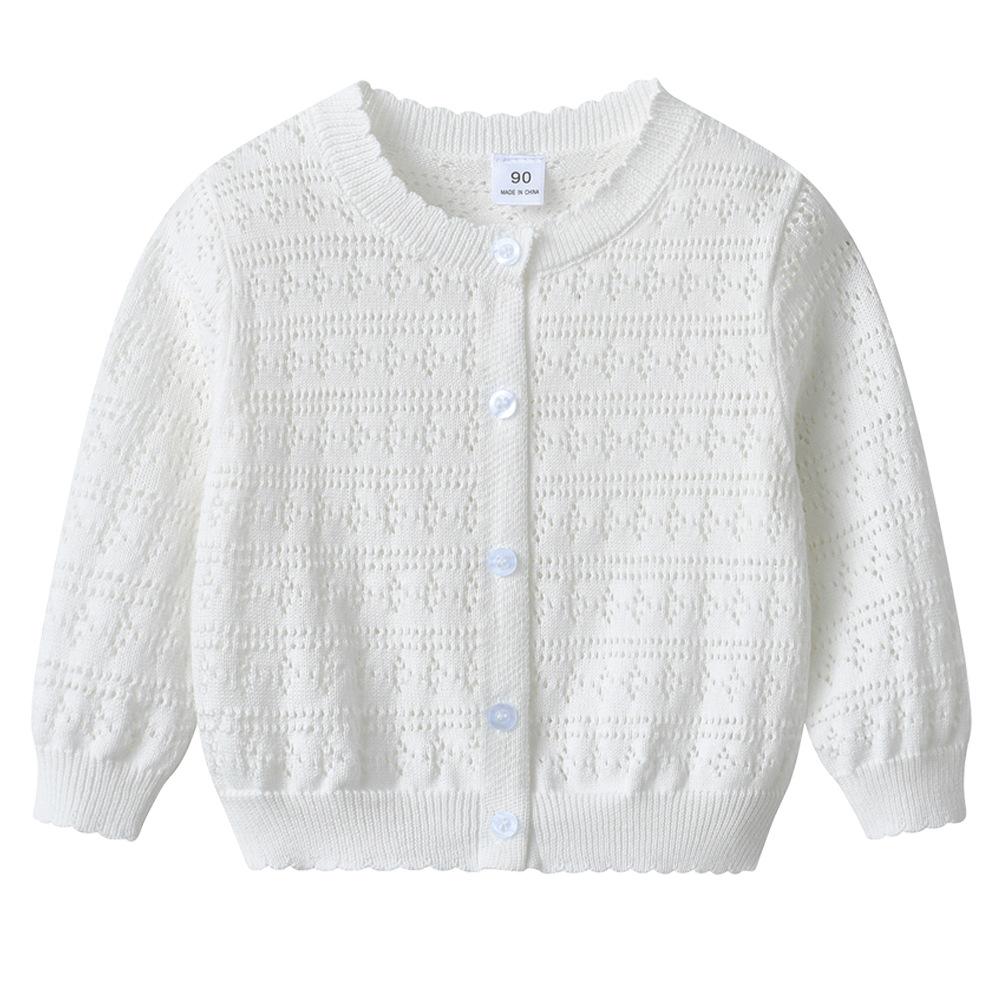 Korean Children's Round Neck Hollow Baby Sweater Jacket Spring and Summer Thin Girls Knitted Cardigan