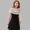 Hollow Out Lace Shawl Poncho Elegant Lace Neckline Shirt Cover Lace Cover Up Tops  Daily