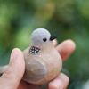 Little Bird Wood Carving Bird Pearl Neck Turtledove Wild Dove Handmade Wooden Ornaments Home Decor Table Decoration Accessories