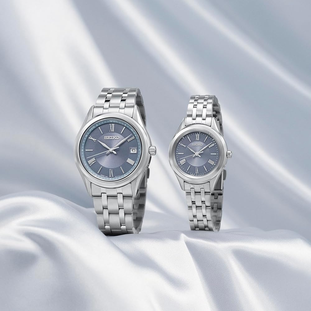 Seiko Selection SSDY049 Elegant Solar Radio Women's Watch Blue Gray Dial Sapphire Glass Stainless Steel