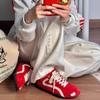 Keep version~ Red retro German training shoes versatile color matching lace-up casual sports shoes women's thin-soled Forrest Gump shoes women's shoes