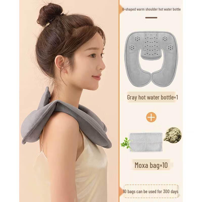 Rechargeable U-shaped Far-Infrared Neck & Shoulder Heating Pad with Moxa