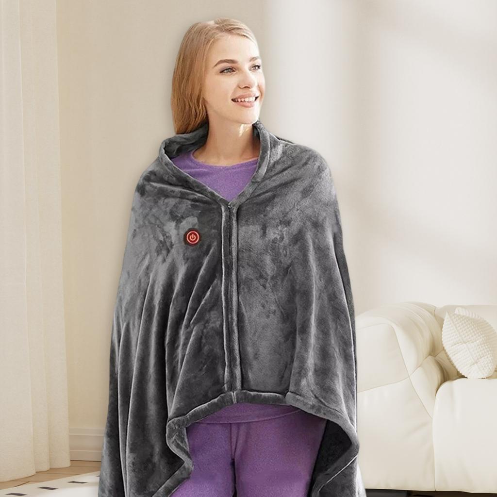 Rechargeable Heated Shawl Blanket, Winter Warm Wrap for Nap, Throw