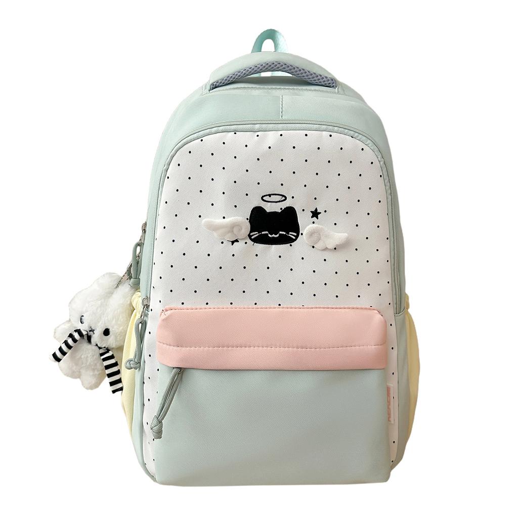 Schoolbag New Japanese Korean Version Polka Dot Large-capacity Backpack High-value Schoolbag Female Ins Junior High School Students Class Backpack