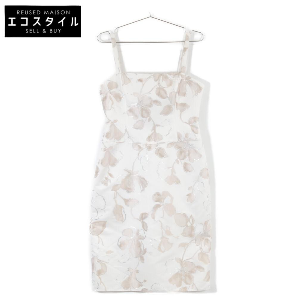 Armani Collezioni [/Domestic Regular] Flower Print Sleeveless Top Dress 42 White / SilverUsed