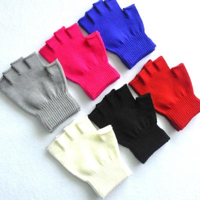 Kinderen Magische Gebreide Handschoenen Kinderen Stretch Halve Vinger Handschoen Winter Warme Wanten Effen Vingerloze Handschoenen Meisjes Zachte Pols