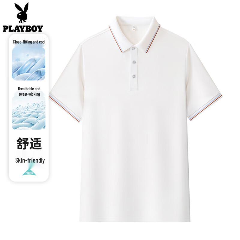 

PLAYBOY Men s Summer Business Casual Solid Polo Shirt 3XL