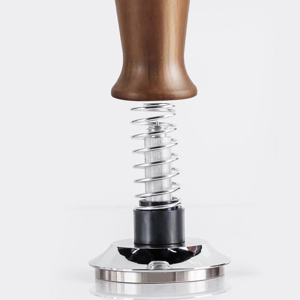 Beechwood and Stainless Steel Coffee Tamper for Kitchen Comfortable Grip Constant Pressure Espresso Distributor