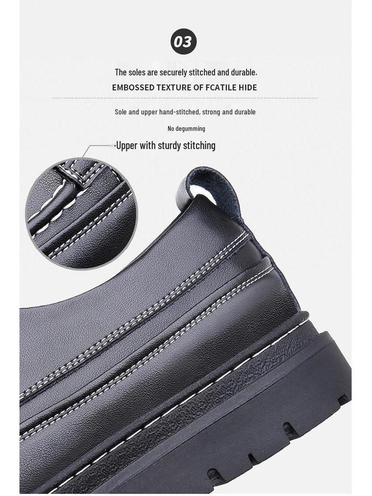 2025 Höst Herr Koreansk Stil Läderskor - Mångsidiga, Trendiga, Tjocksulade Brittiska Casual Sneakers