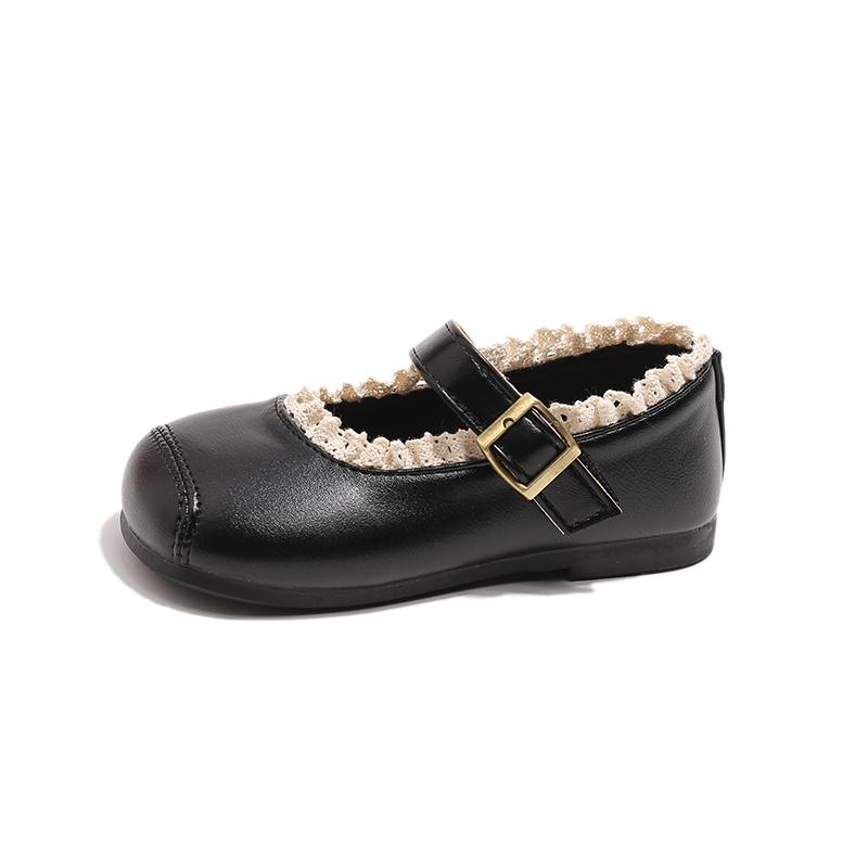 

Autumn Girl s Leather Shoes Ruffles Sweet Daily Kids Flat Shoe For Girls Anti-slip Adorable Versatile Comfy Children Mary Jane 24