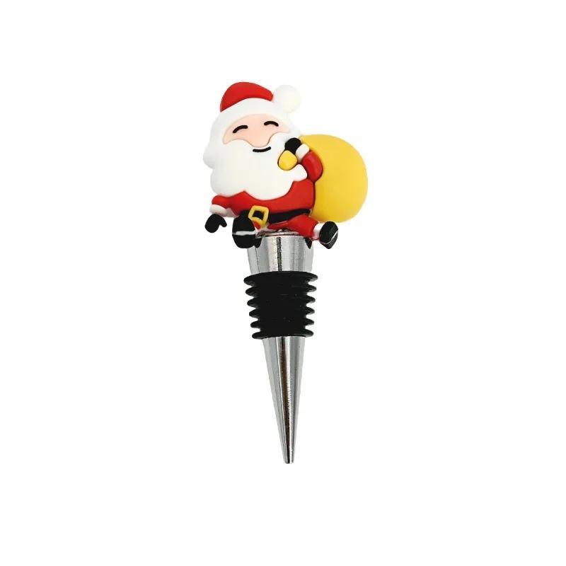 PVC Wine Bottle Stopper Santa Claus Wine Stopper Elk Santa Claus Home Theme Party Gift Sealed Fresh-keeping Champagne Stopper