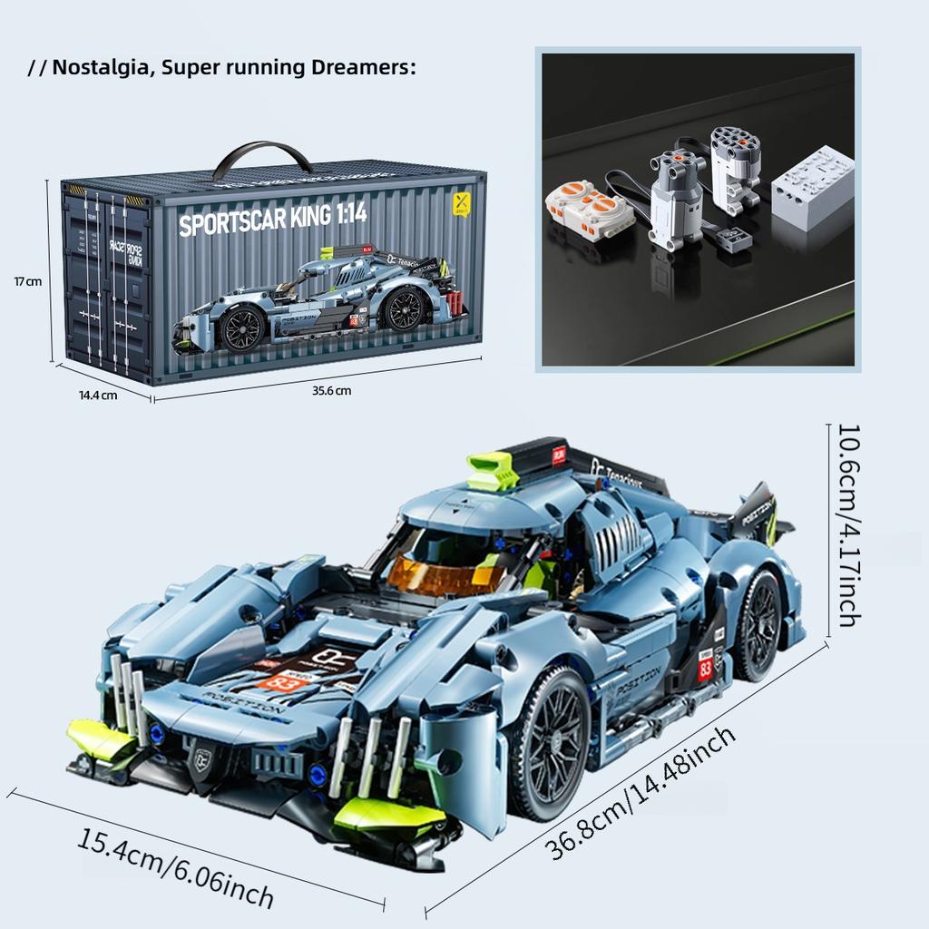 ToylinX 1:14 Racing Car Building Blocks - Urban Tech Design, High-Speed STEM Toy for Kids & Adults, Birthday/Christmas Gift