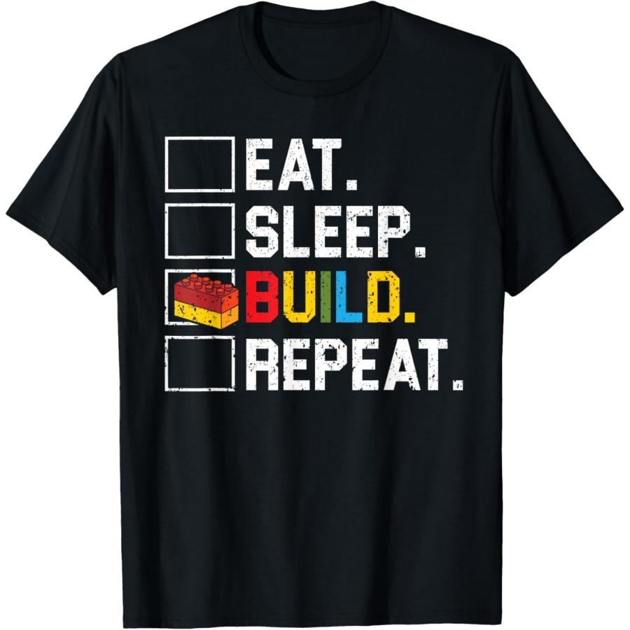 

Eat Sleep Build Repeat Master Builder Bricks Blocks T-Shirt XXXXXL чёрный