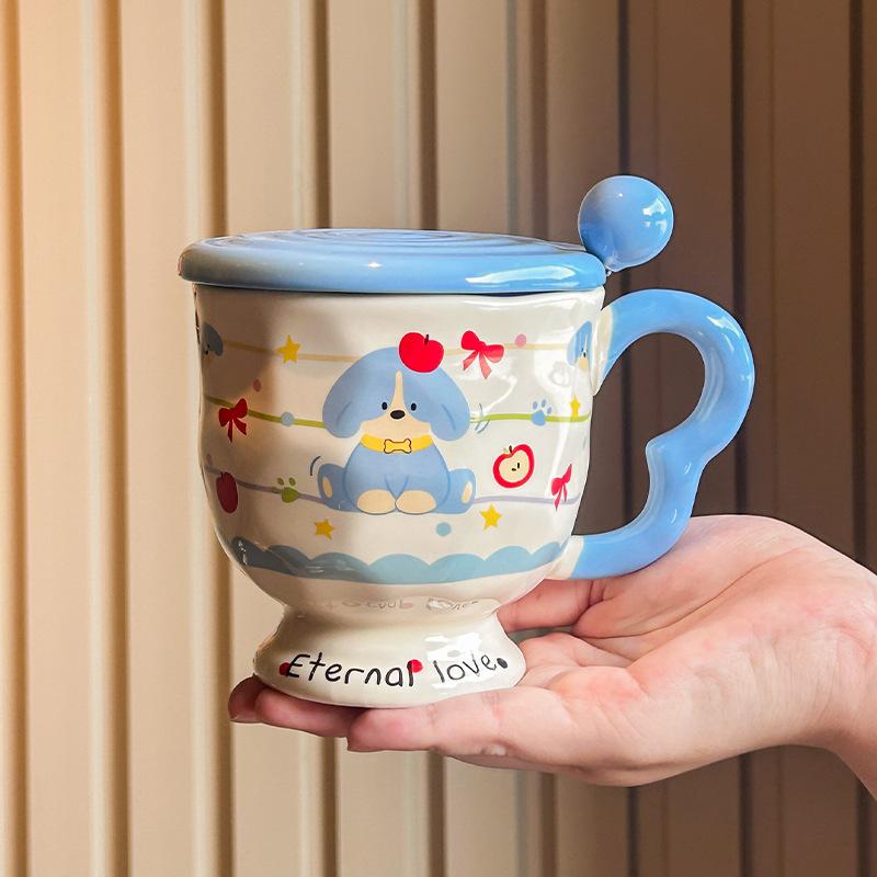 Dárkový hrnek na kávu s kresleným štěnětem, dívčí hrnek na pití vysoké hodnoty, pár, dárková krabička na festival Qixi