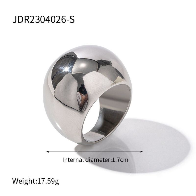 GWE Exaggerated Radian Titanium Steel Ring Fashionable Geometry Silver No. 6