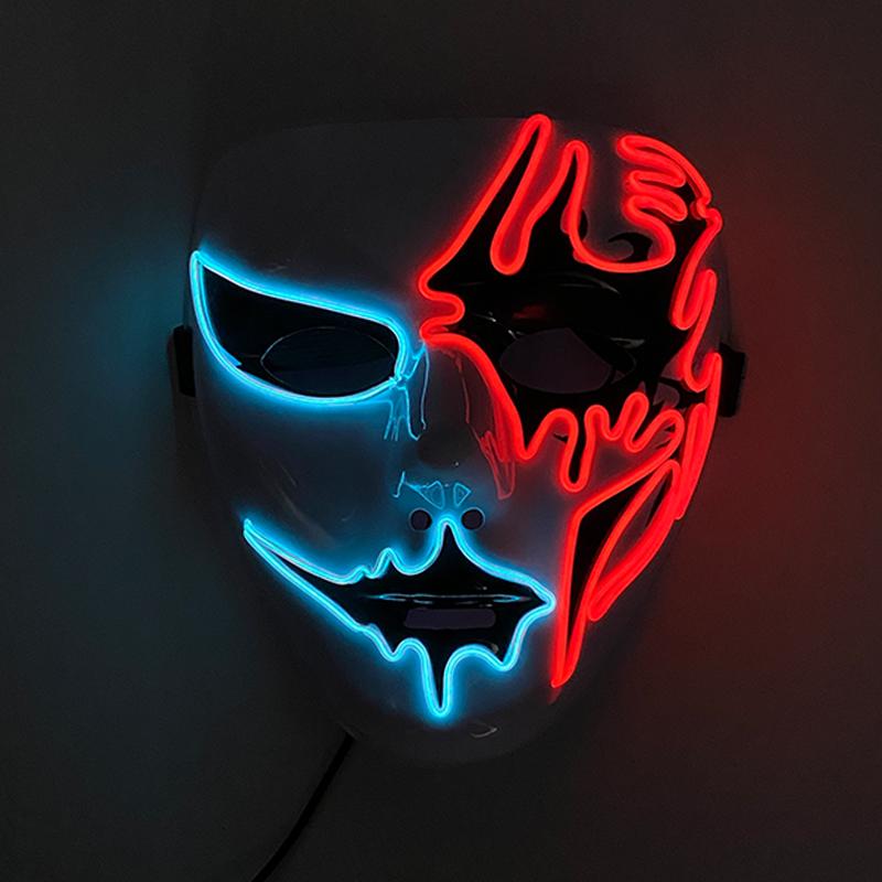 Glow Party Cosplay Mask Neon Mask Led Mask Masque Masquerade Party Masks Led Light Up Props Glow In The Dark Costume Supplies