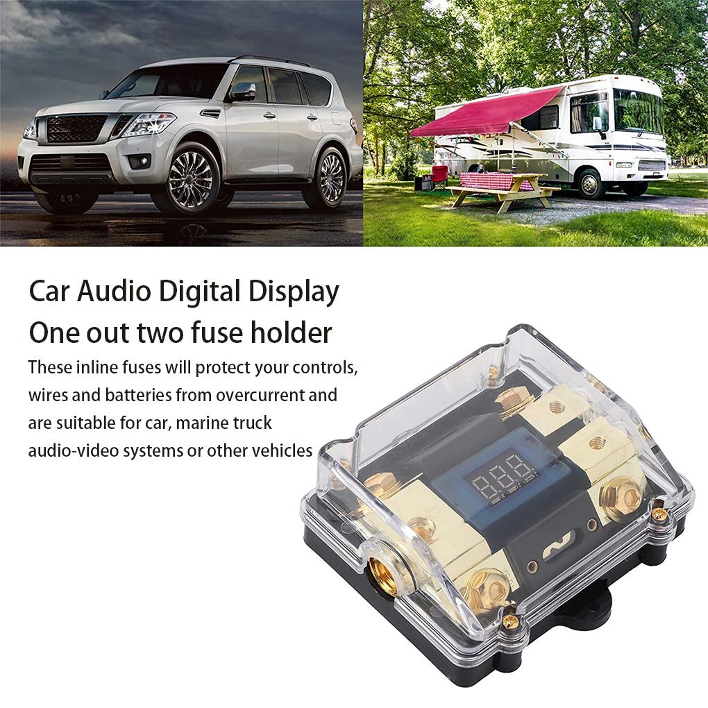 1 intrare 2 ieșiri 100A Suport Siguranțe Alimentare Audio Auto Bloc Distribuție Stereo cu Afișaj LED Cutie Siguranțe Ceasuri Fuzibil Auto