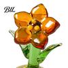 Small Potted Plant Decor Handcraft Glass Flowers Figurines Hand Blown Mini Flower Handmade Ornament Collectible Floral Gifts for Mother's Day Birthday