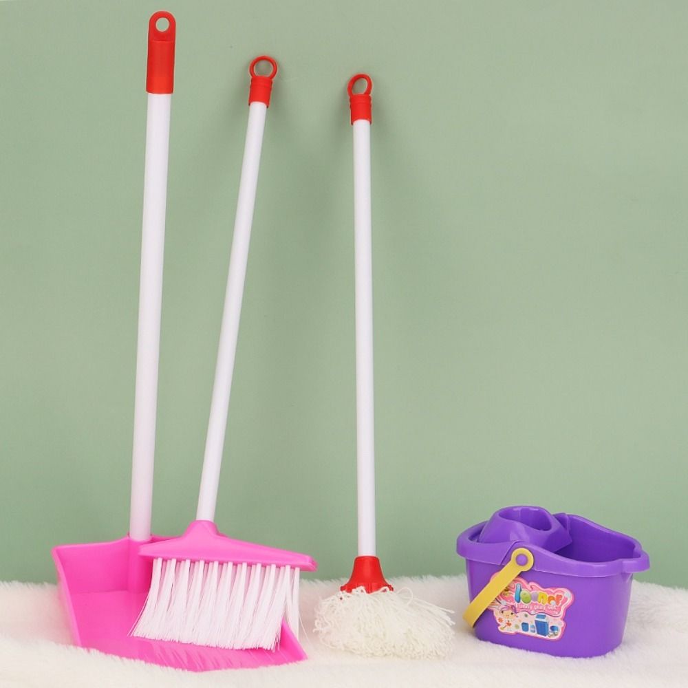 Role Playing Children Cleaning Kit Broom Brush Housekeeping Playset  Housework Supplies