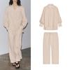 Summer New Linen Long Sleeve Lapel Shirts 3480176 Straight Pants Comfortable Casual Trousers 3481176