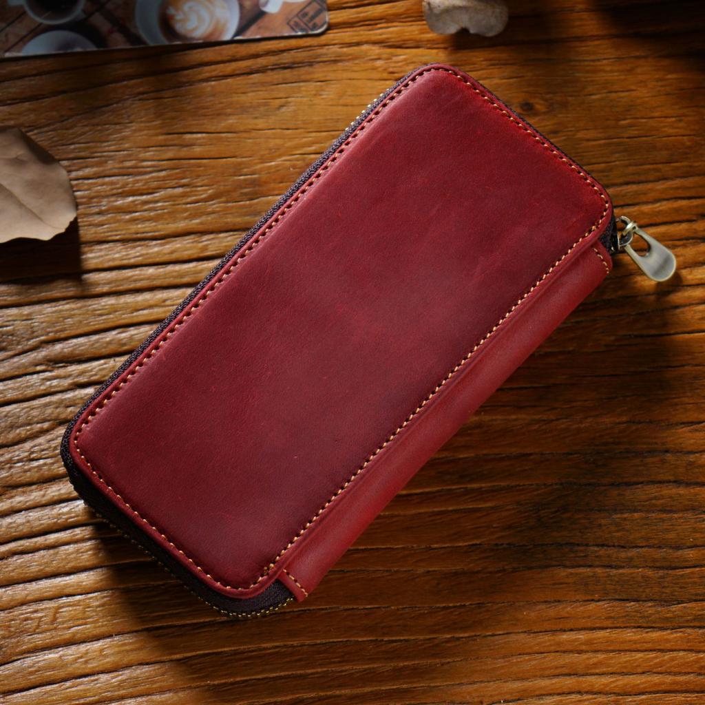 Handy Unique Pencil Pen Holder Top Grade Cowhide Zipper Closure Fashion Durable S Pen Organizer Fine Hand-Crafted DIY Pencil