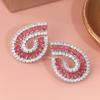 Luxury  Silver Color Inlaid Pink Cubic Zirconia Dangle Earrings for Women Delicate Engagement Wedding Earrings Jewelry