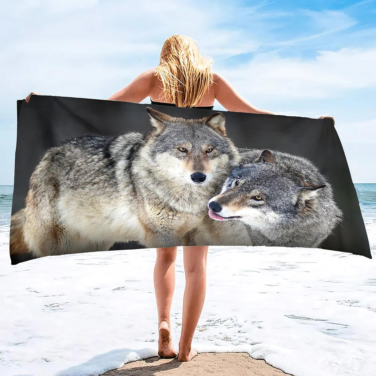 

Wolf Beach Towel Groups of Wolves Wild Animal Design Soft Sand Free Bath Towel Quick Dry Sport Spa Yoga Gym Kitchen Hand Towels W30*H60(CM)
