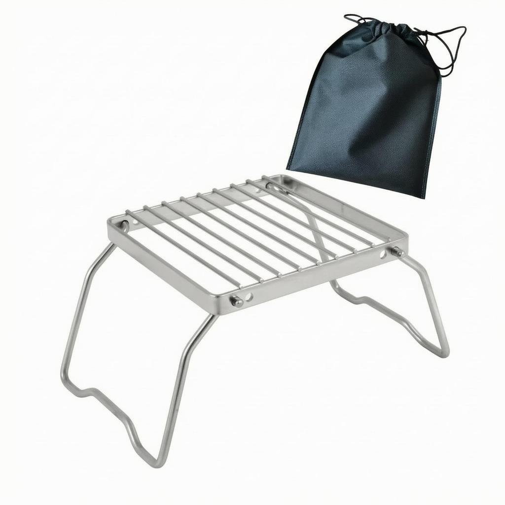 Compact Foldable Camping Burner Rack | Folding Campfire Grill, Space-Saving,