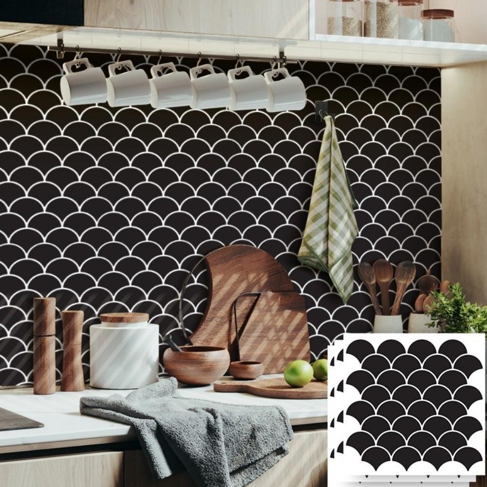Self-adhesive Wall Sticker Fish Scale Kitchen Backsplash 3D Wall Tile  For Kitchen Bathroom