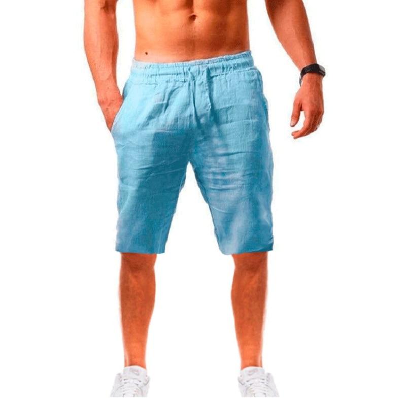 Nuevos pantalones cortos de lino y algodón para hombre, pantalones de lino de Color sólido transpirables de verano para hombre, ropa informal deportiva S-3XL