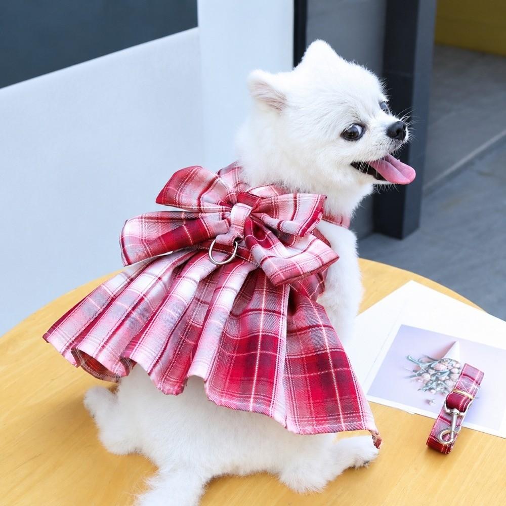 Bowknot Bow Tie Dog Harness Dress Adjustable Harness and Leash Set Pet Harness Vest for Puppy Cat