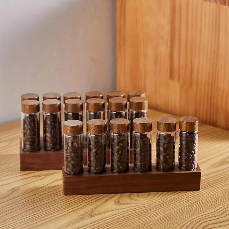 Coffee Bean Sorting Test Tube Glass Display Rack To Store Coffee Beans for Coffee Shop Space-Saving Display