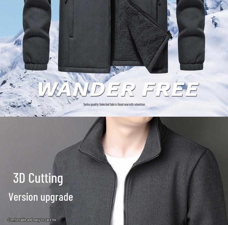 Pánská nadměrná oboustranná fleecová mikina kardigan v evropském a americkém stylu