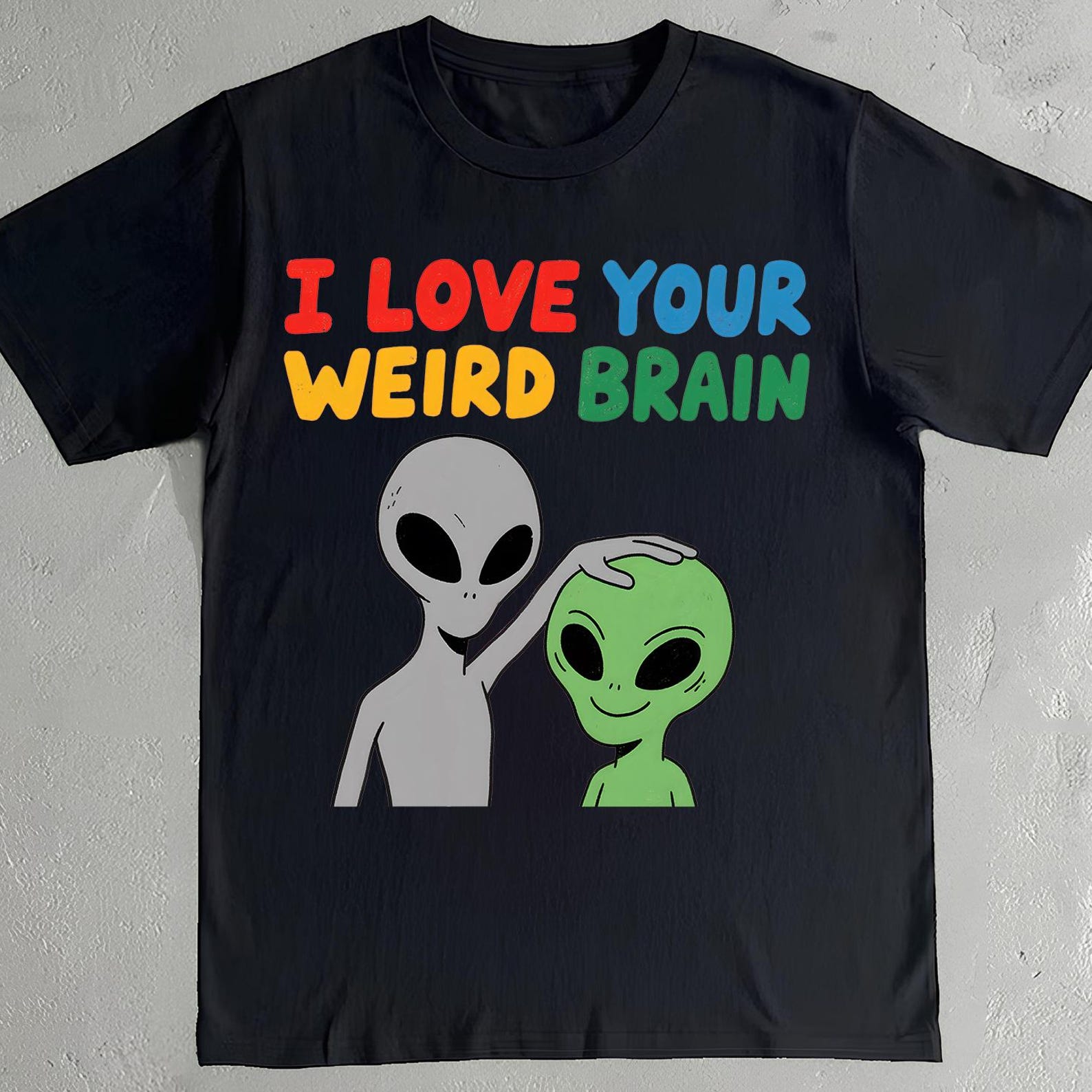 I Love Your Weird Brain Shirt - Retro Alien T-Shirt - Weirdcore Tee M