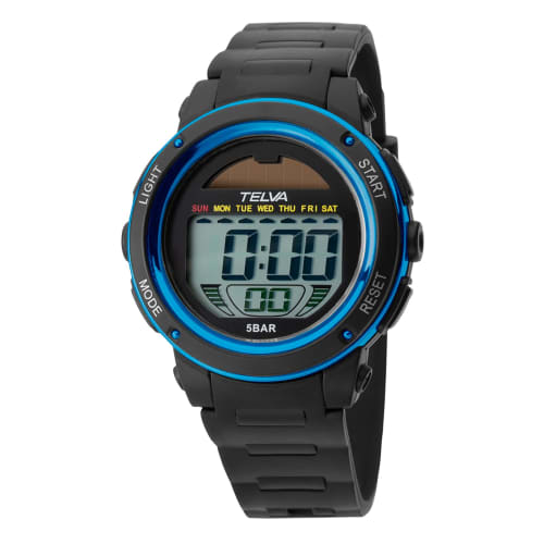 Klefer Men's Digital Watch, Solar Powered, Rechargeable, Urethane Strap, Black, TE-D192-BL