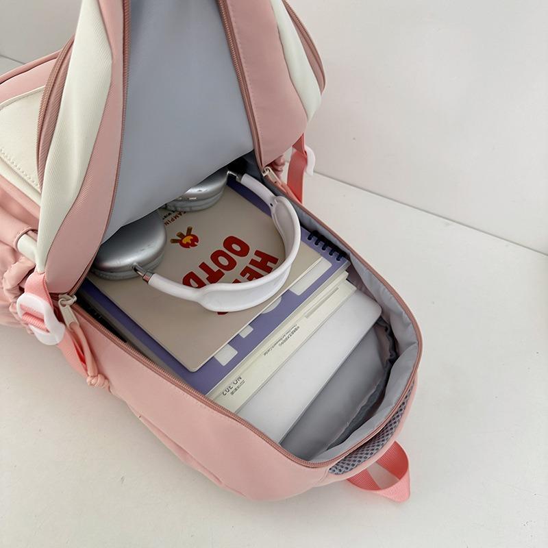 New high-value, fresh and sweet, contrasting colors splicing college style backpack, large-capacity backpack for junior high school students