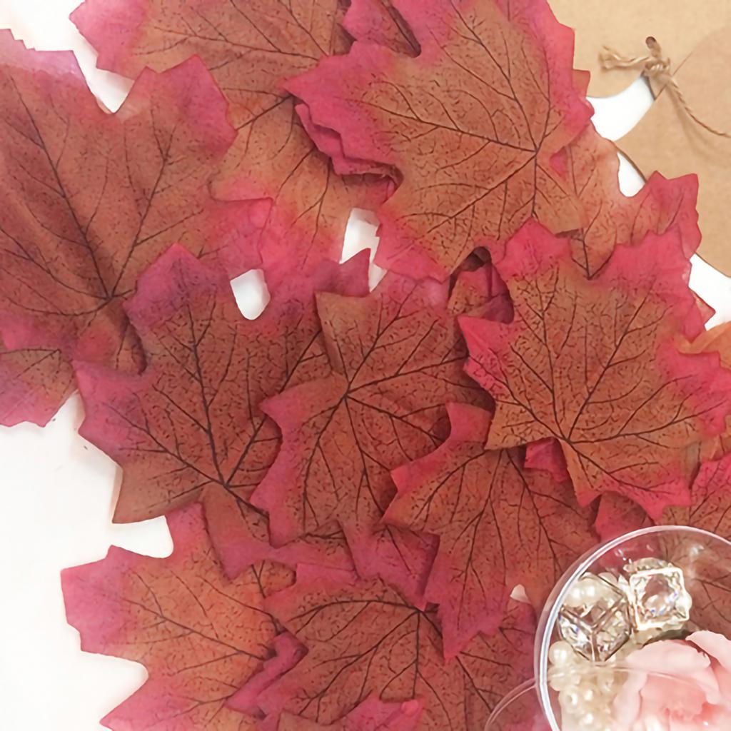 100 Pcs Fall Fake Silk Leaves Wedding Favor Autumn Maple Leaf Wedding Decoration