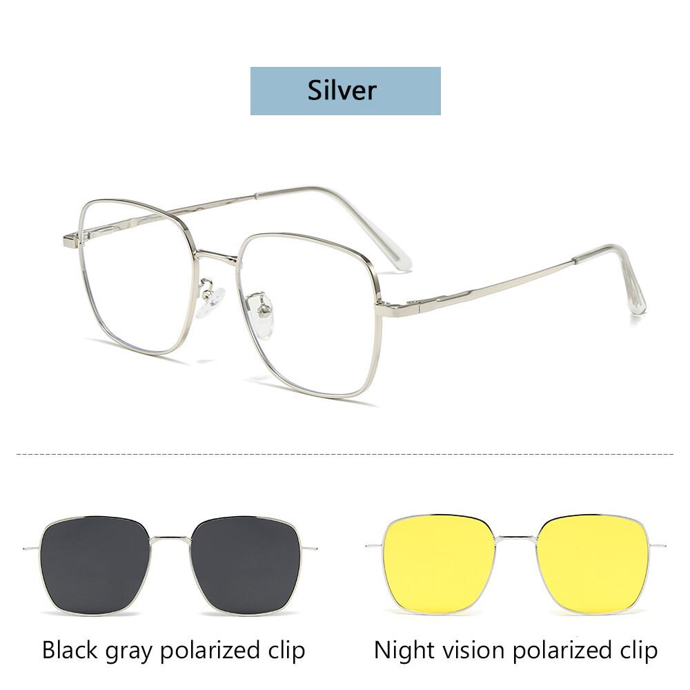 Men's Metal Prescription Glasses Minus -0.5 -1 -125 -3.5 Clip On Magnetic Polarized Sunglasses Anti Blue Light Computer Eyewear