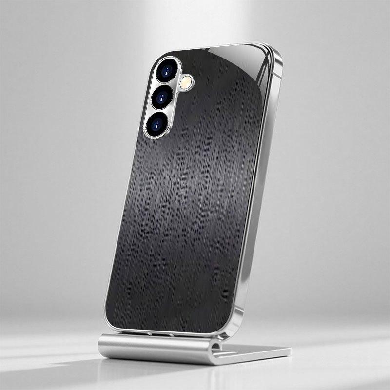 Grijs zwart verticaal getextureerd glazen telefoonhoesje geschikt voor Samsung Galaxy S26 S25 S24 S22 S21 S20 FE/Ultra/Plus valbestendig