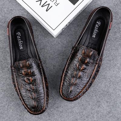 Timsah Desenli Erkek Loafer'lar Hakiki Deri Günlük Ayakkabılar Erkek Slip-On Ayakkabılar Hafif Erkek Sürüş Düz Moda Yeni Mokasen