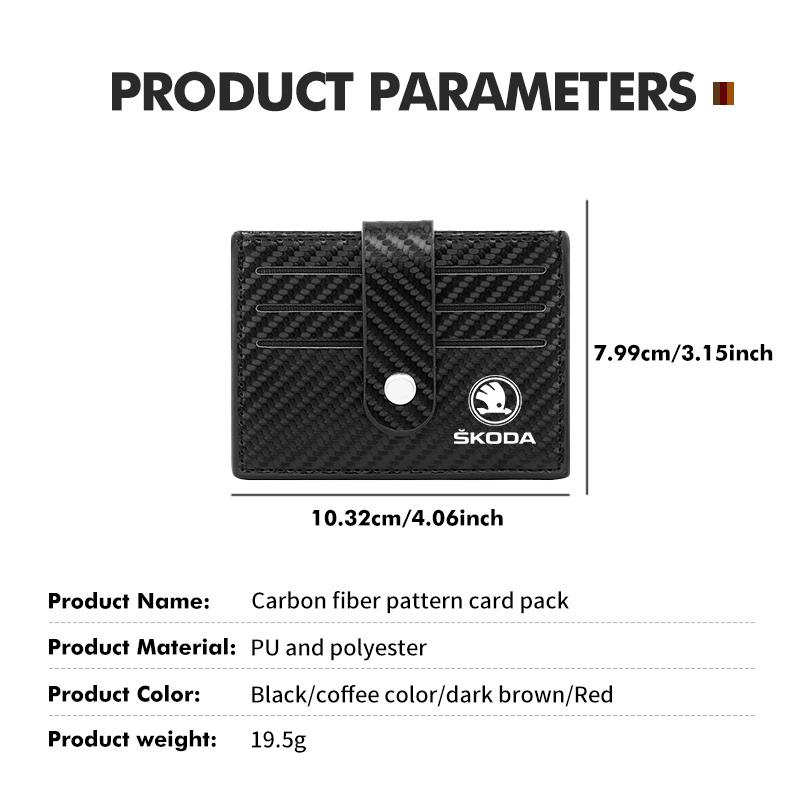Car Carbon Fiber RFID Card Holder Card Case Wallet Storage Accessories For Skoda Fabia 1 2 Octavia a7 RS Superb Rapid Yeti Karoq fsvr64