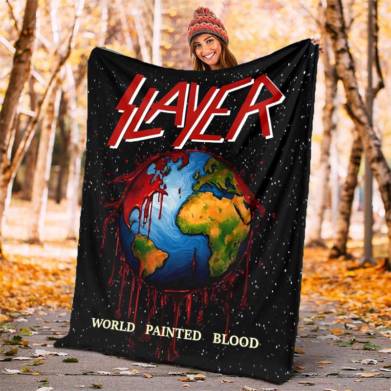 Slayer Blood Dripping Flannel Blanket Soft All-Season Throw, Design for Camping, Car Travel, Hiking Sofa, Bed, Office Perfect Gift for Parties
