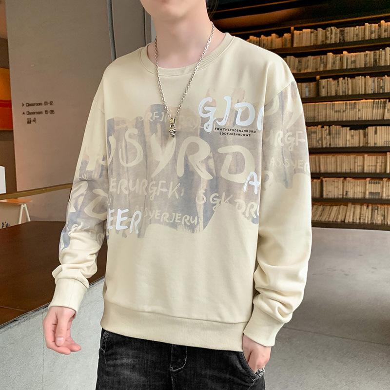 Men's Sweatshirt Spring and Autumn New Pullover Round Neck Printed Sweatshirt Versatile Loose Casual Men's Tops Men's Clothing