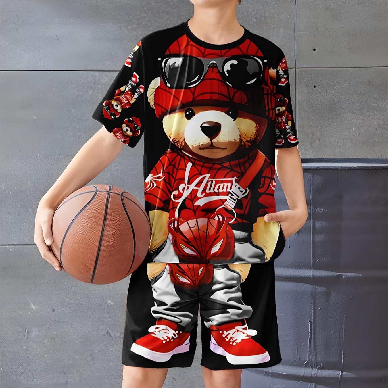 

Переустановите новый повседневный и удобный высококачественный комплект футболок с короткими рукавами и круглым вырезом с мультяшным 3D-рисунком 170cm