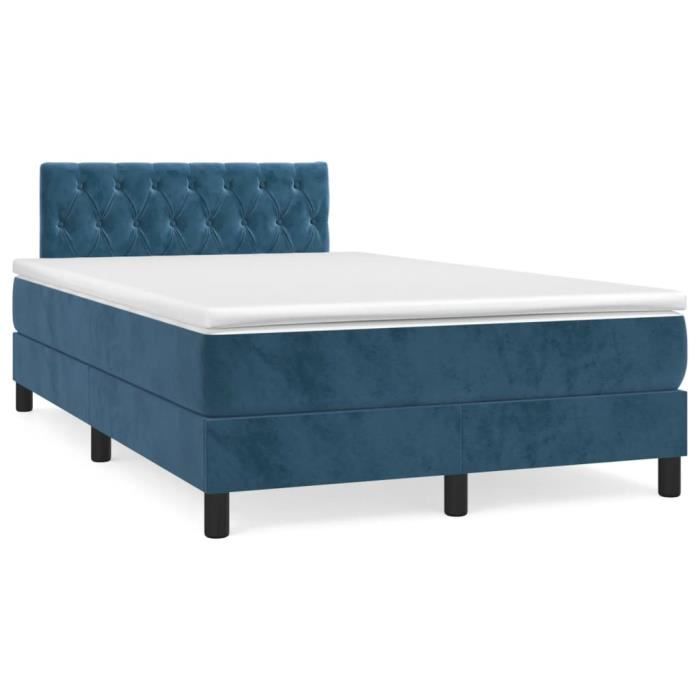 3141477 vidaXL Divan Bed and Mattress Dark Blue 120x200cm Velvet