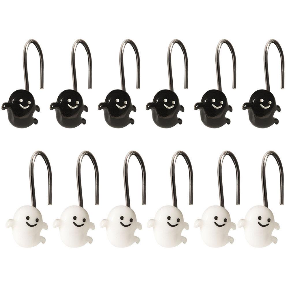 12pcs Stainless Steel Halloween Shower Curtain Hooks Creative 68mm S-type Home Decorations Hook Kitchen Doorbehind Hooks
