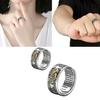 Lucky Men Silver Plated Piqiu Heart Sutra Engraved Opening Finger Ring Jewelry